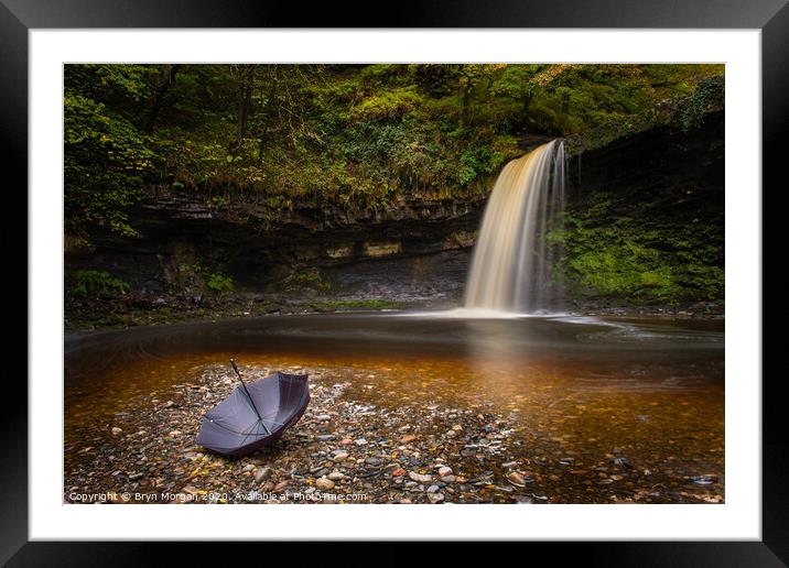 Sgwd Gwladys waterfall. Framed Mounted Print by Bryn Morgan