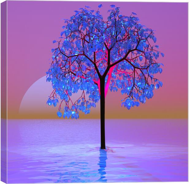 Tree Sunset-digital art Canvas Print by Matthew Lacey