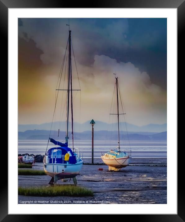 Morecambe Bay Yachts at Low Tide Sunset Framed Mounted Print by Heather Sheldrick