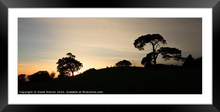 Trees Silhouetted Against Evening Sky Framed Mounted Print by David Morton