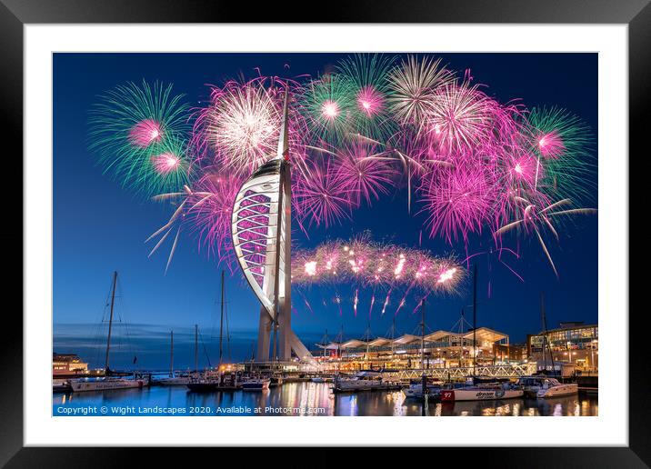 Gunwharf Quays Fireworks Framed Mounted Print by Wight Landscapes