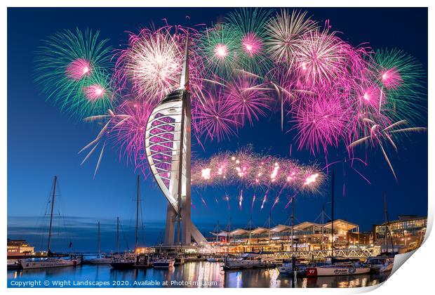 Gunwharf Quays Fireworks Print by Wight Landscapes