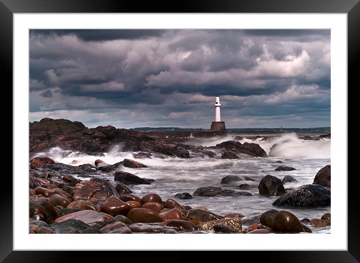 Aberdeen South Breakwater Light Framed Mounted Print by alan bain