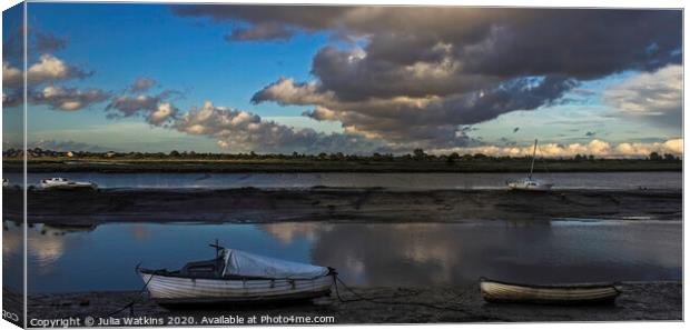 Low tide on on the River Blackwater  Canvas Print by Julia Watkins