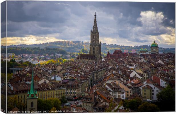 Panoramic view over the city of Bern - the capital city of Switzerland Canvas Print by Erik Lattwein