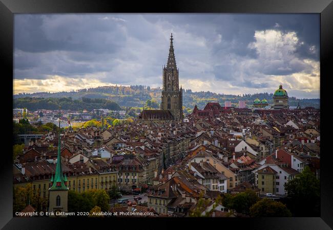 Panoramic view over the city of Bern - the capital city of Switzerland Framed Print by Erik Lattwein