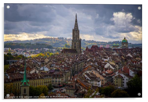 Panoramic view over the city of Bern - the capital city of Switzerland Acrylic by Erik Lattwein