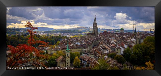Panoramic view over the city of Bern - the capital city of Switzerland Framed Print by Erik Lattwein