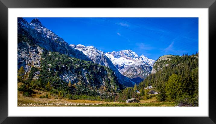 The Swiss Alps - amazing view over the mountains of Switzerland Framed Mounted Print by Erik Lattwein