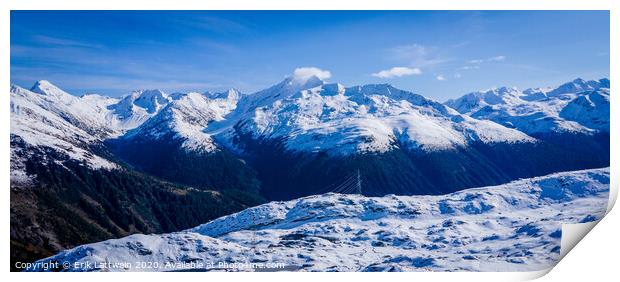 The glaciers in the Swiss Alps - snow covered mountains in Switzerland Print by Erik Lattwein