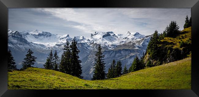 Wonderful panoramic view over the Swiss Alps - view from Schynige Platte Mountain Framed Print by Erik Lattwein