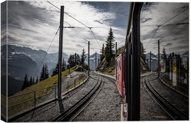 Cog railway train in the Swiss Alps Canvas Print by Erik Lattwein