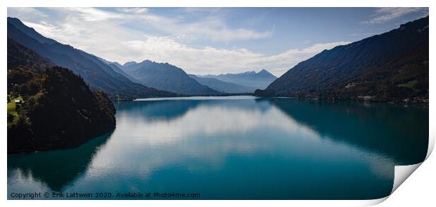 Anazing view over Lake Brienz in Switzerland Print by Erik Lattwein