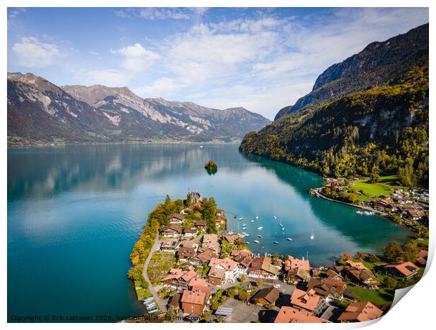 Anazing view over Lake Brienz in Switzerland Print by Erik Lattwein