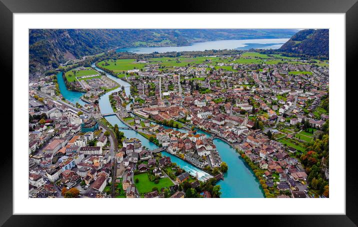 City of Interlaken in Switzerland - amazing drone footage Framed Mounted Print by Erik Lattwein