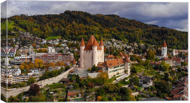 Thun Castle in Switzerland from above Canvas Print by Erik Lattwein