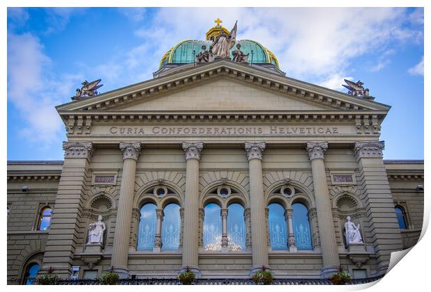Parliament building in the city of Bern - the capital city of Switzerland Print by Erik Lattwein