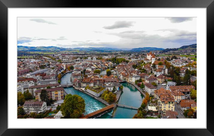Aerial view over the city of Thun in Switzerland Framed Mounted Print by Erik Lattwein