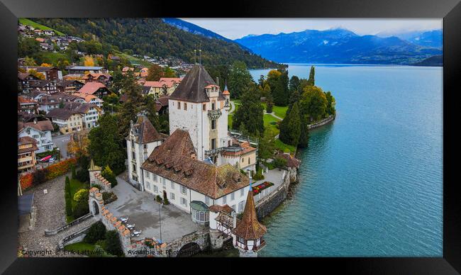 Famous Castle Oberhofen at Lake Thun in Switzerland Framed Print by Erik Lattwein