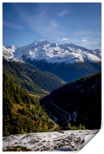 The Swiss Alps - amazing view over the mountains of Switzerland Print by Erik Lattwein