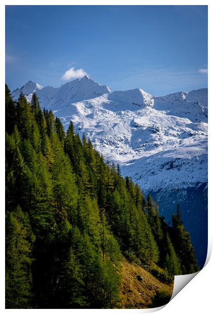 The Swiss Alps - amazing view over the mountains of Switzerland Print by Erik Lattwein