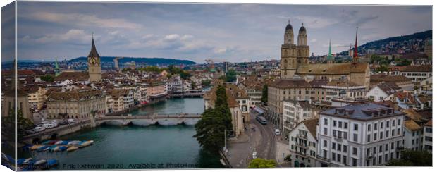 Amazing aerial view over the city of Zurich in Switzerland Canvas Print by Erik Lattwein