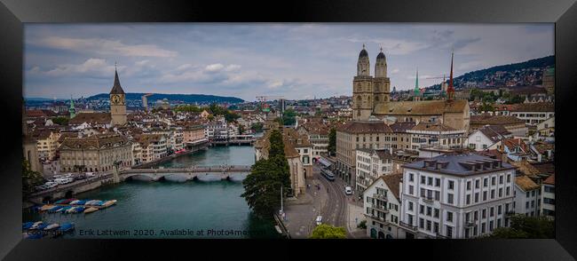 Amazing aerial view over the city of Zurich in Switzerland Framed Print by Erik Lattwein