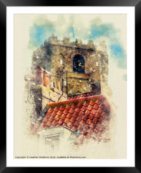 St Marys Churchtower, Whitby, Digital Watercolour Framed Mounted Print by Heather Sheldrick
