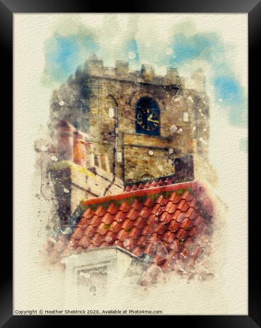 St Marys Churchtower, Whitby, Digital Watercolour Framed Print by Heather Sheldrick