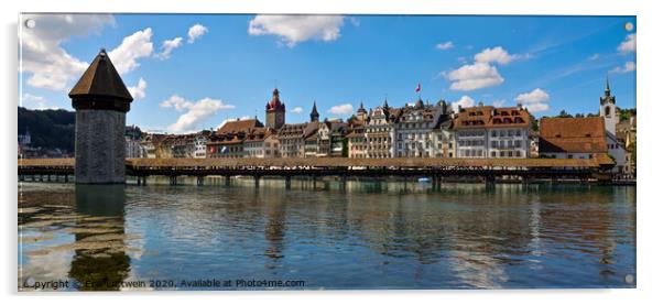 City of Lucerne Switzerland and Lake Lucerne Acrylic by Erik Lattwein