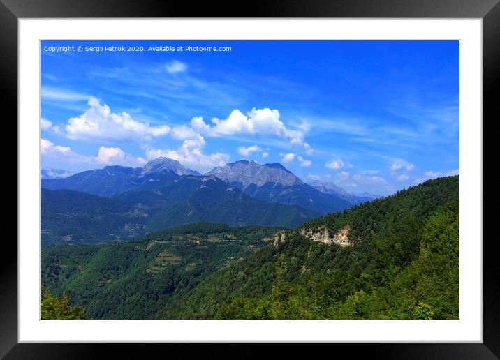 Mountain panoramic landscape of the rocky ridges of Montenegro overgrown with dense forest Framed Mounted Print by Sergii Petruk