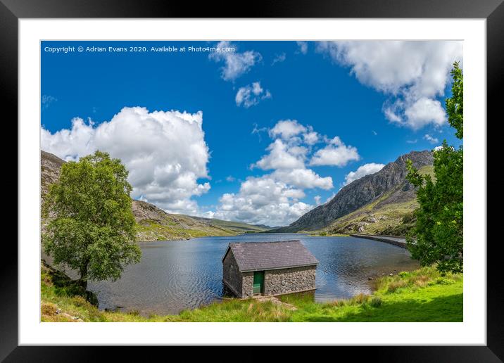 Lake Ogwen and Tryfan Mountain Wales Framed Mounted Print by Adrian Evans