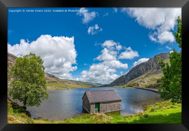 Lake Ogwen and Tryfan Mountain Wales Framed Print by Adrian Evans