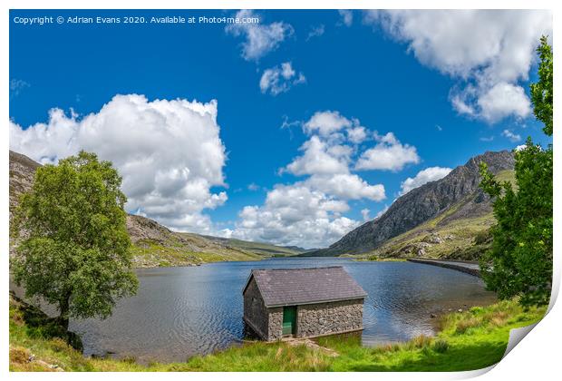 Lake Ogwen and Tryfan Mountain Wales Print by Adrian Evans