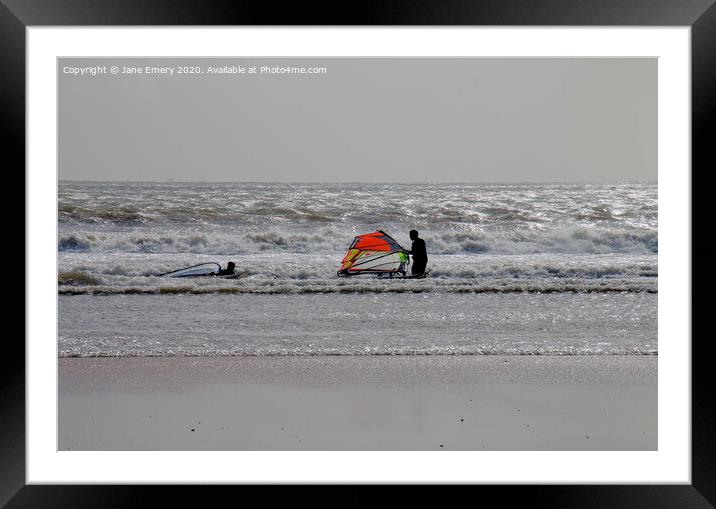 Last Windsurf of the Day Framed Mounted Print by Jane Emery