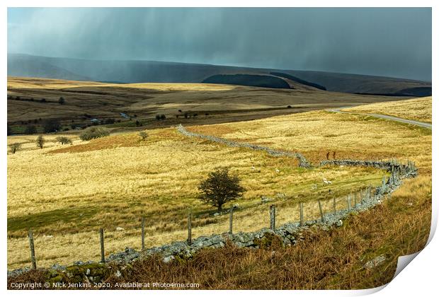 Winter on the Central Brecon Beacons off the Well  Print by Nick Jenkins