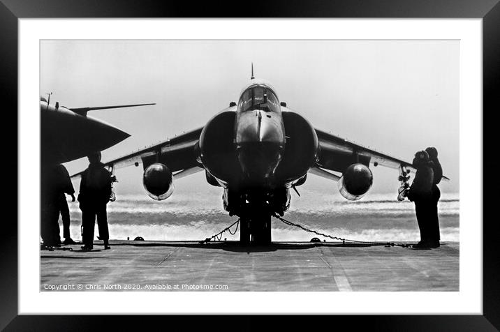 Sea Harrier on HMS Ark Royal Framed Mounted Print by Chris North