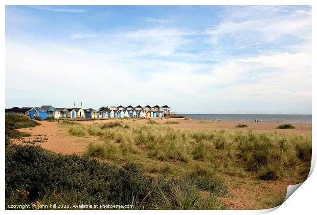 Beach huts at Chapel point at Chapel St. Leonards in Lincolnshire. Print by john hill