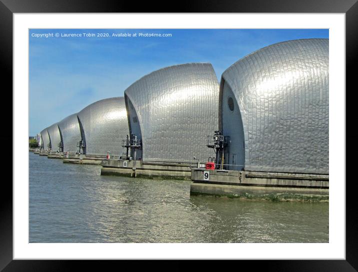 Thames Barrier From North bank Framed Mounted Print by Laurence Tobin