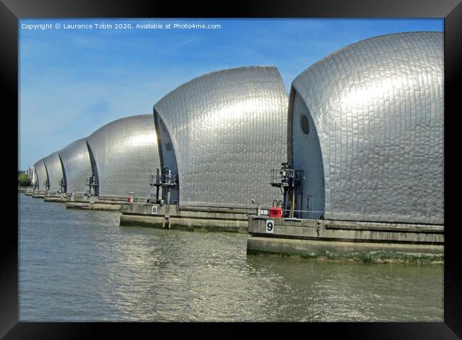 Thames Barrier From North bank Framed Print by Laurence Tobin