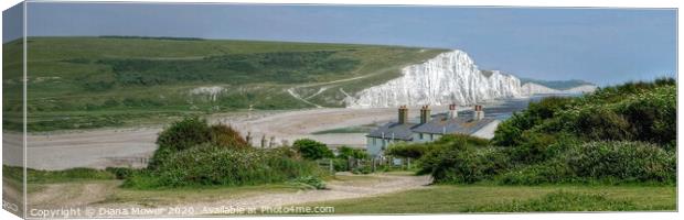 Seven Sisters and Cuckmere Haven Panoramic Canvas Print by Diana Mower