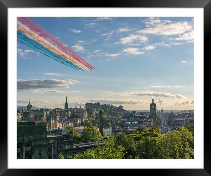 The world famous Red Arrow's over Edinburgh Castle Framed Mounted Print by Miles Gray