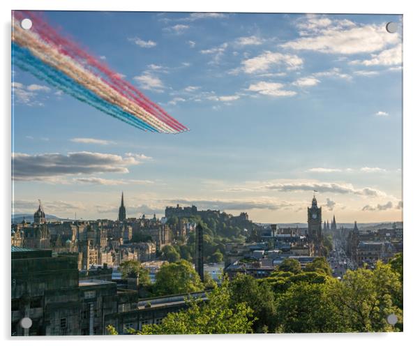 The world famous Red Arrow's over Edinburgh Castle Acrylic by Miles Gray