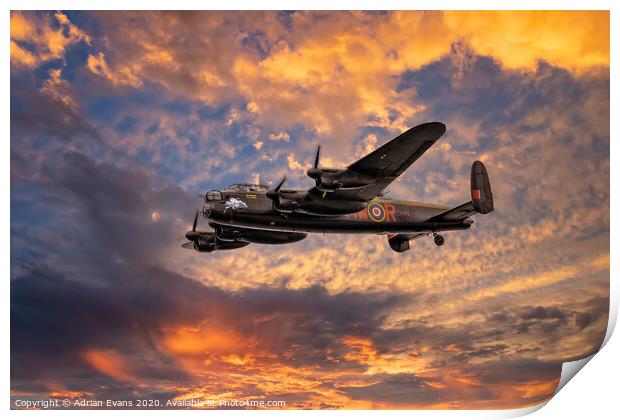 Avro Lancaster Bomber  Print by Adrian Evans