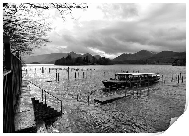 A grey day at Derwentwater. Cumbria. Print by Lilian Marshall
