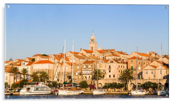 Dusk over Korcula old town Acrylic by Jason Wells