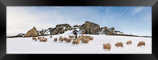 Winter feed at Almscliff Crags, North Yorkshire. Framed Print by Chris North