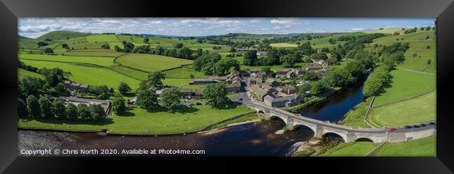 Burnsall village and the river Wharfe Framed Print by Chris North