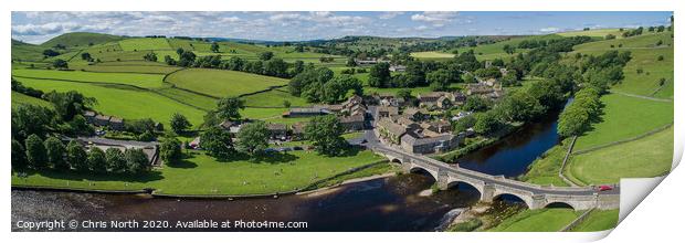 Burnsall village and the river Wharfe Print by Chris North