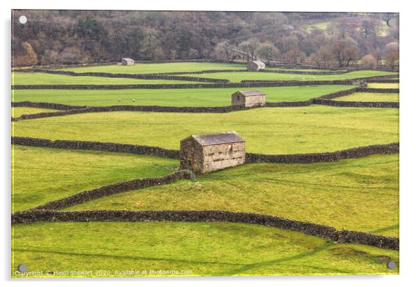 Gunnerside Barns, Yorkshire Dales Acrylic by Heidi Stewart